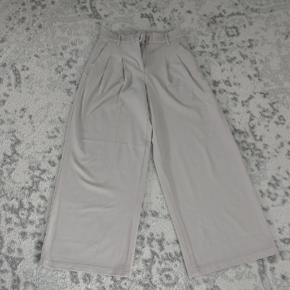 American Eagle Outfitters Light Gray Wide-Leg Pants
